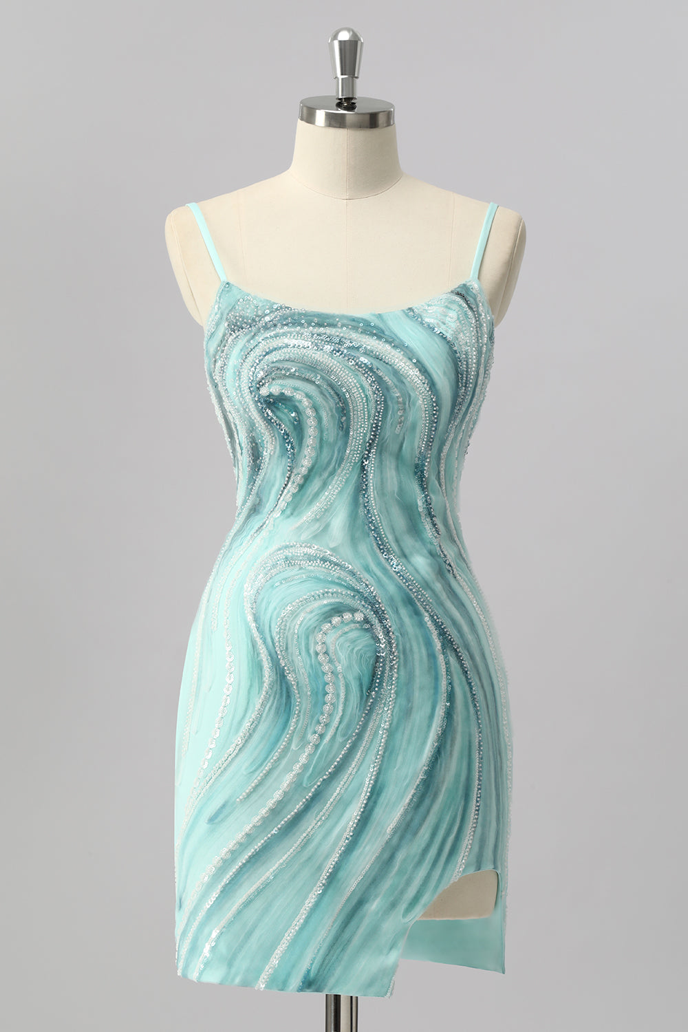 Green Bodycon Sequin Mini Cocktail Dress with Beading