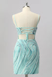Green Bodycon Sequin Mini Cocktail Dress with Beading