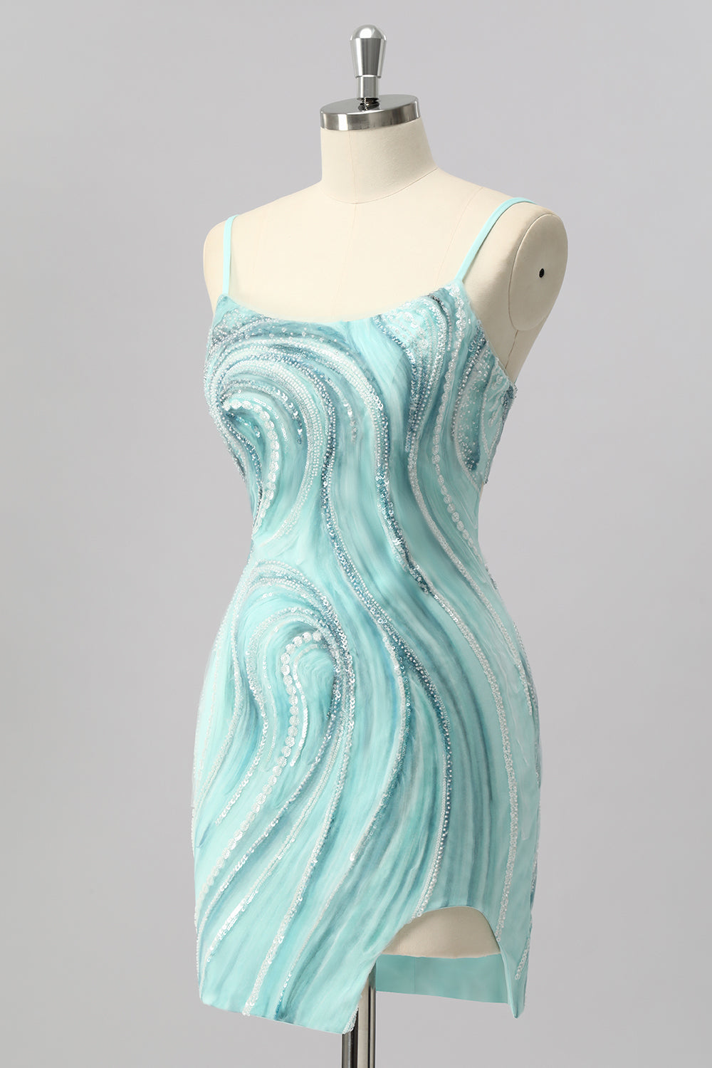 Green Bodycon Sequin Mini Cocktail Dress with Beading