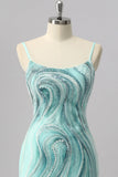 Green Bodycon Sequin Mini Cocktail Dress with Beading