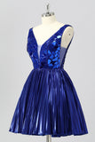 Golden Mirror Metallic A Line Short Prom Dress