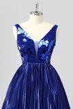 Golden Mirror Metallic A Line Short Prom Dress