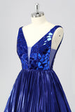 Golden Mirror Metallic A Line Short Prom Dress