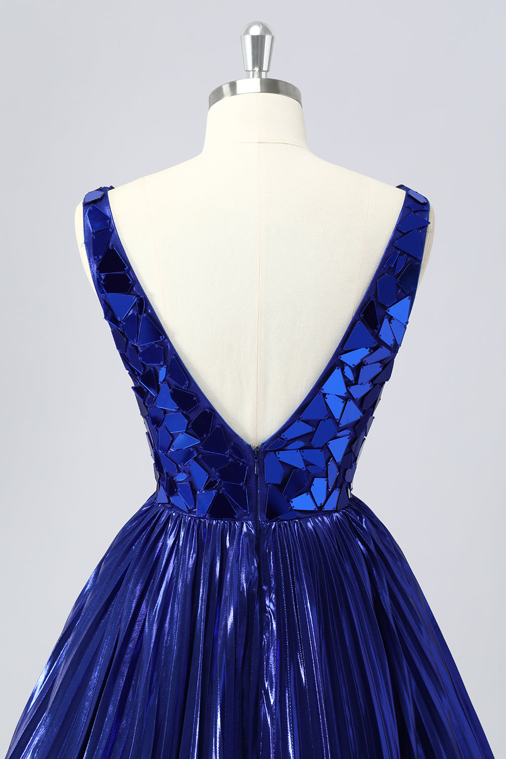 Golden Mirror Metallic A Line Short Prom Dress