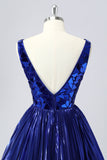 Golden Mirror Metallic A Line Short Prom Dress