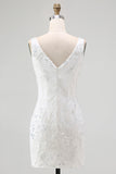 White Bodycon Sequin Short Prom Dress