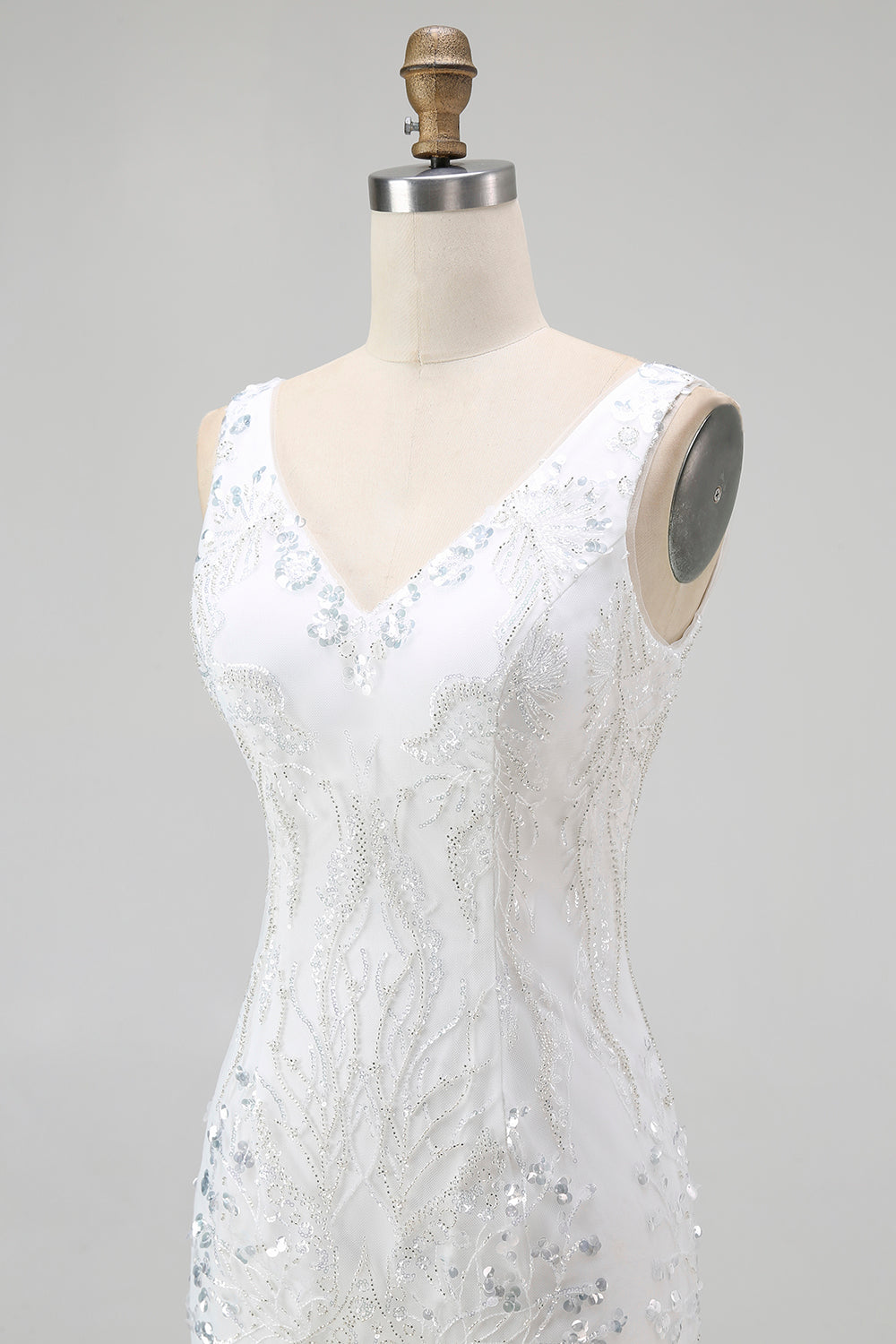 White Bodycon Sequin Short Prom Dress