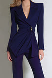 Dark Purple Peak Lapel 2 Piece Business Suits