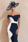 Black and White Mermaid Off The Shoulder Mother Of The Bride Dress