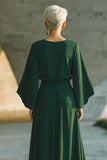 Dark Green A-Line Round Neck Long Mother Of The Bride Dress