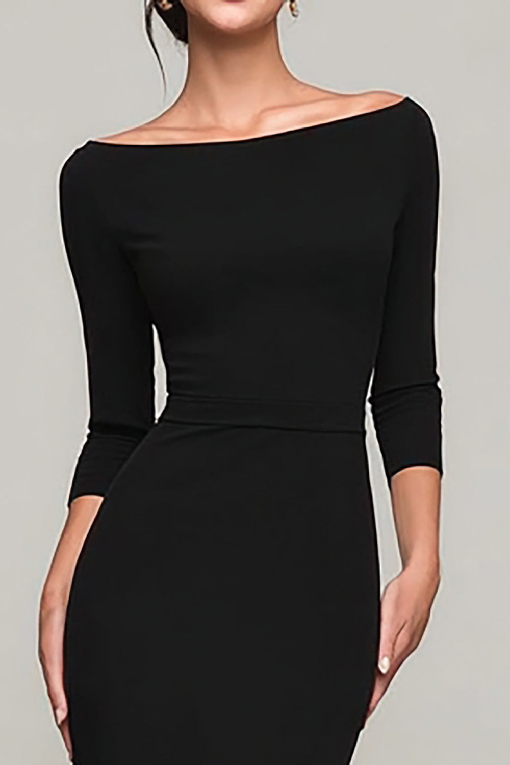 Black Mermaid Bateau Neck Long Formal Dress