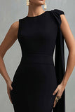 Simple Black Crepe Mermaid  Long Formal Dress