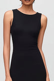 Mermaid Scoop Neck Black and White Ruffled Midi Formal Dress