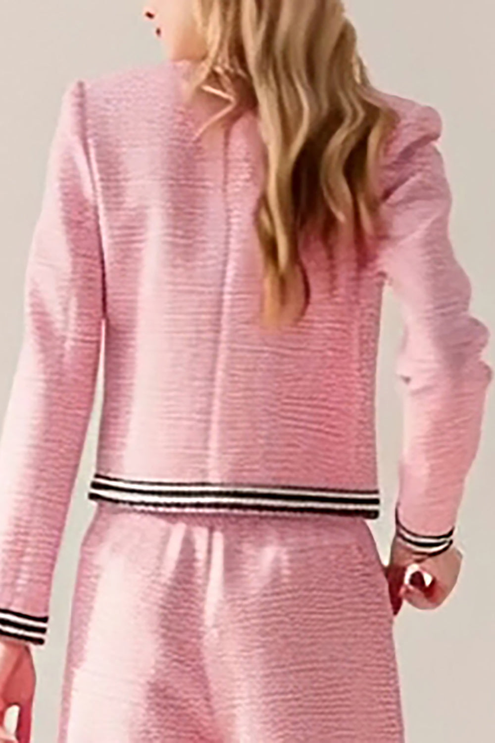 2 Piece Pink Tweed Long Sleeve Women's Suits