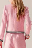 2 Piece Pink Tweed Long Sleeve Women's Suits