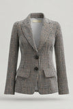 Grey Notched Lapel Slim Fit Women's Formal Blazer