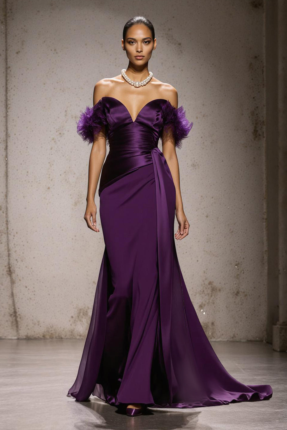 Purple Off The Shoulder Mermaid Long Pageant Dress