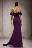 Purple Off The Shoulder Mermaid Long Pageant Dress
