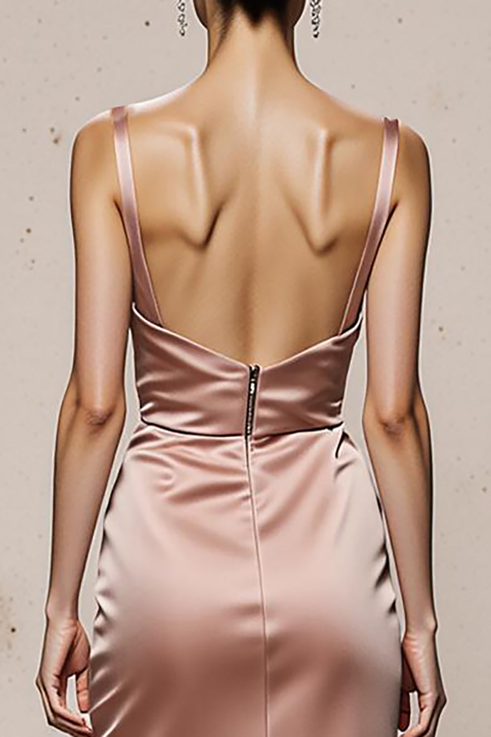 Light Pink Mermaid Long Evening Dress with Slit