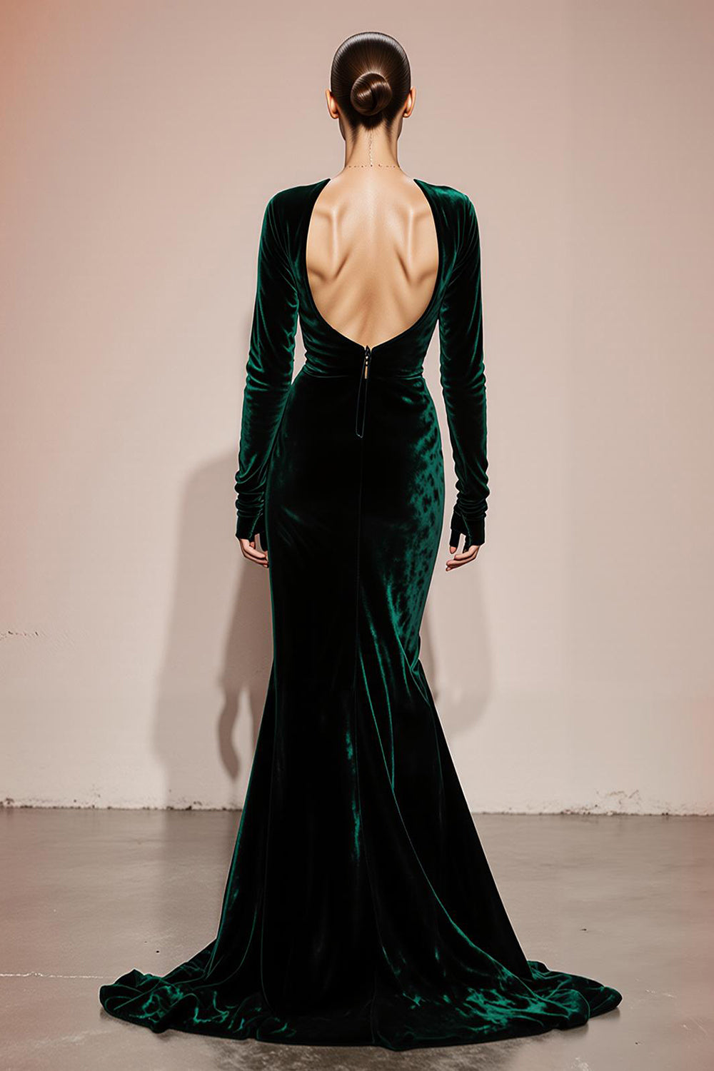 Dark Green V-Neck Mermaid Velvet Military Ball Dresses with Slit