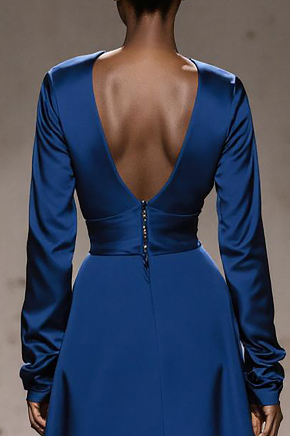 A-Line Velvet Royal Blue Long Military Ball Dresses with Sleeves