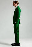 Dark Green Peak Lapel 2 Piece Men's Suits
