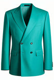 Men's Peak Lapel One Button Turquoise Prom Suits