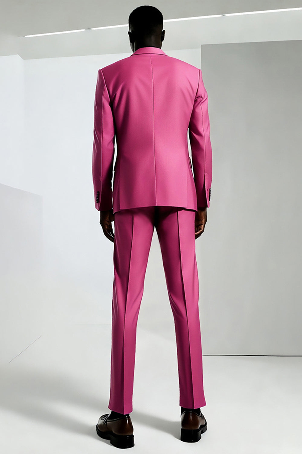 Dark Pink Peak Lapel One Button Men's Prom Suits