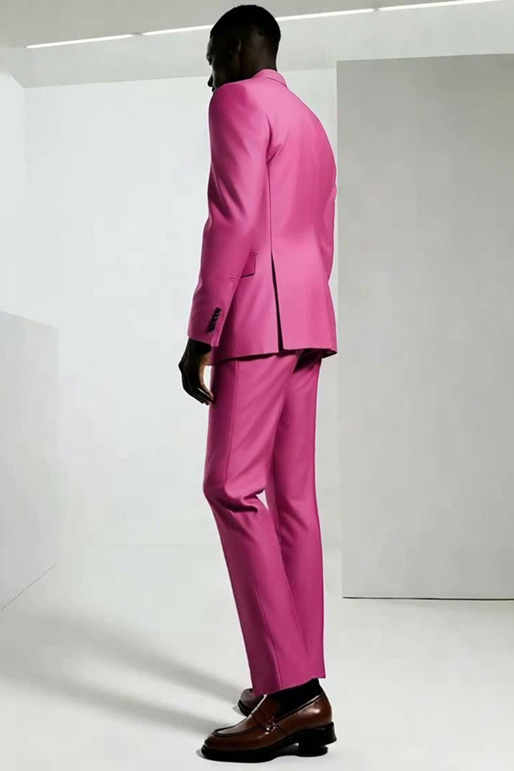 Dark Pink Peak Lapel One Button Men's Prom Suits