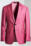 Dark Pink Peak Lapel One Button Men's Prom Suits
