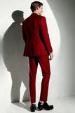Burgundy Singel Breasted 3 Piece Men's Prom Suits