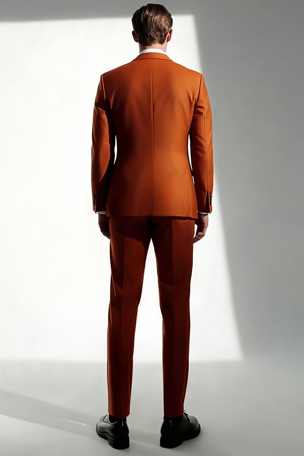 Men's Dark Orange Peak Lapel 2 Piece Prom Suits