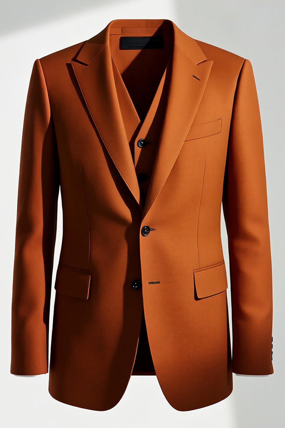 Men's Dark Orange Peak Lapel 2 Piece Prom Suits