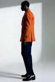 Dark Orange Peak Lapel Double Breasted Men's Suits