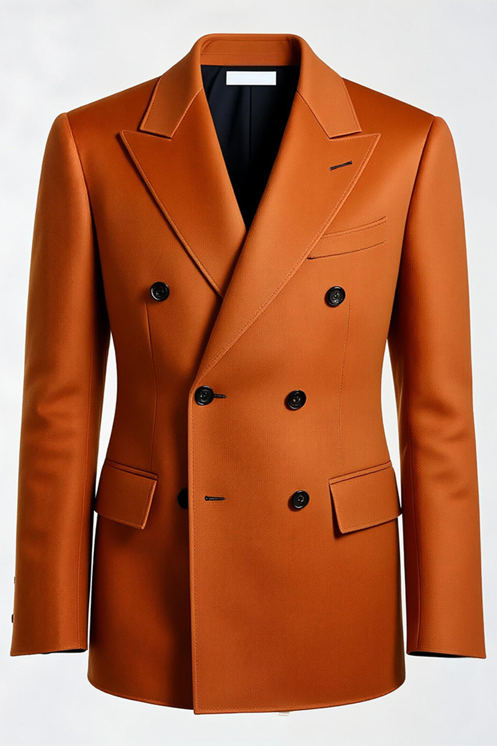 Dark Orange Peak Lapel Double Breasted Men's Suits