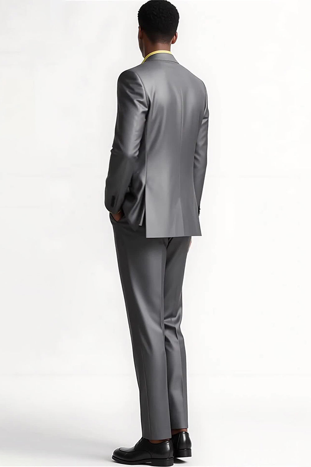 Silver Grey 2 Piece Peak Lapel Slim Fit Men Formal Suits