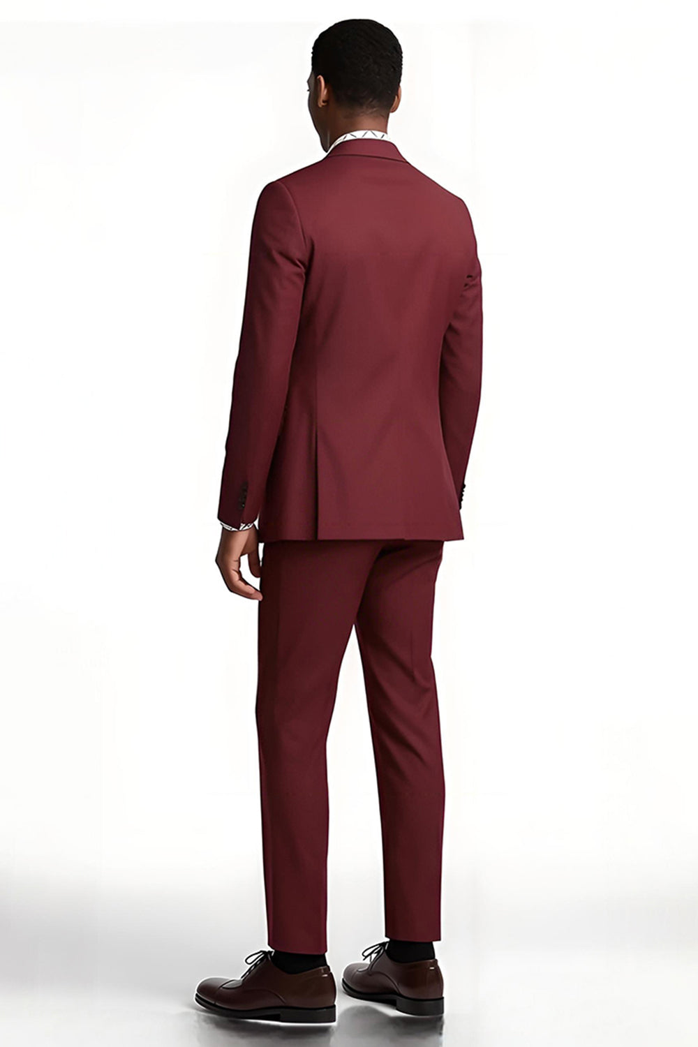 Burgundy Notched Lapel 2 Piece Slim Fit Men's Prom Suits