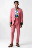 2 Piece Single Breasted Peak Lapel Pink Men's Suits
