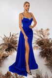 Dark Green Sweetheart Corset Sheath Long Prom Dress with Slit