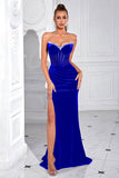 Sparkly Black Sheath Velvet Sweetheart Long Prom Dress with Beading
