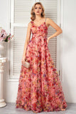 Blush Flower A Line Spaghetti Straps Prom Dress