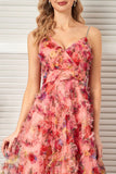 Blush Flower A Line Spaghetti Straps Prom Dress