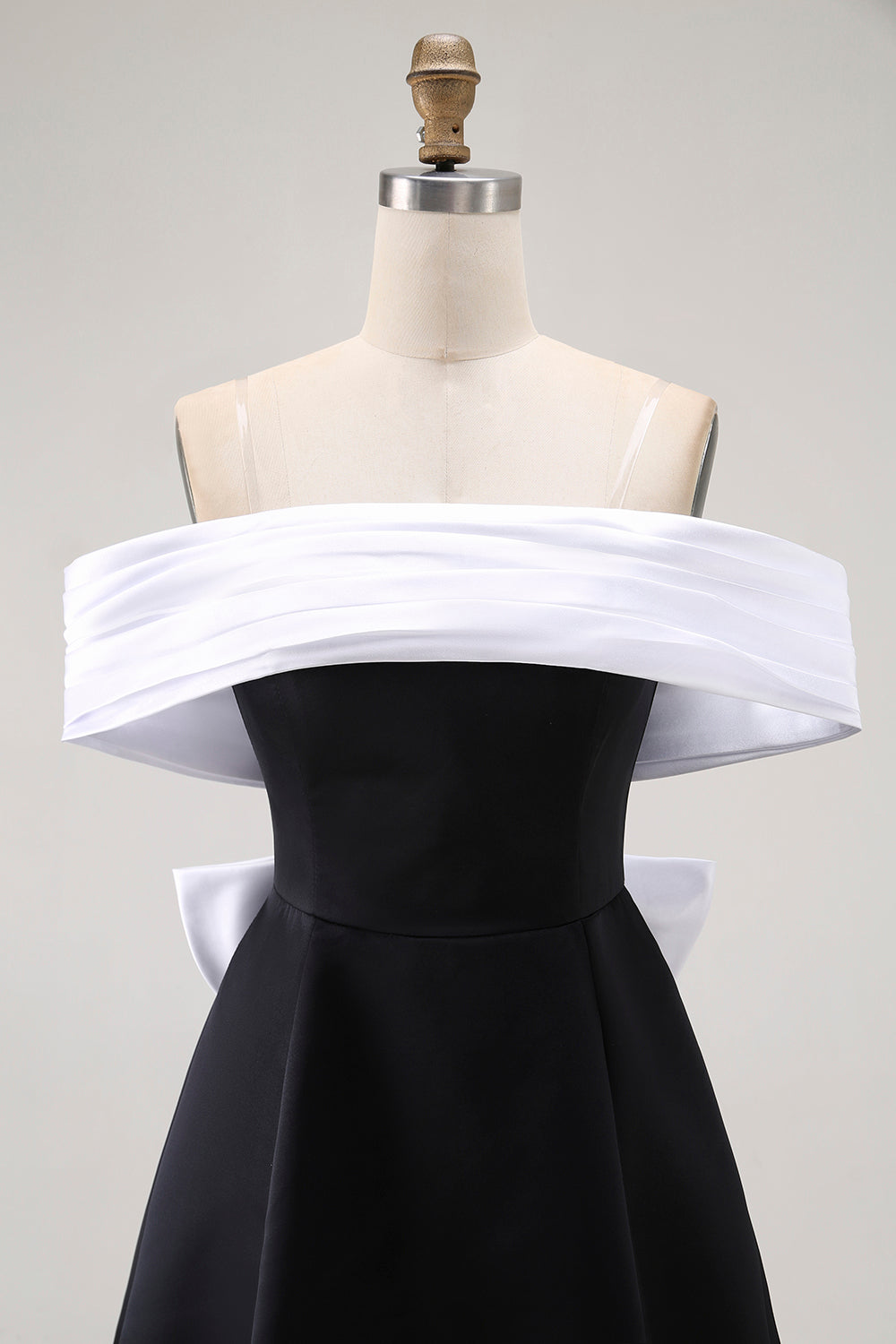 Black A-Line Off The Shoulder Short Prom Dress with Bow