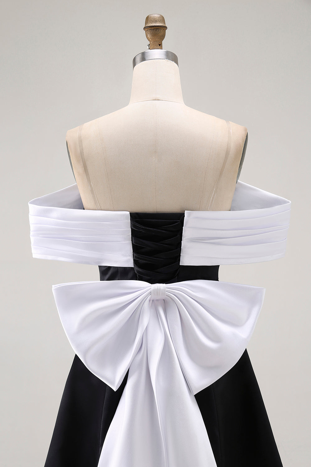 Black A-Line Off The Shoulder Short Prom Dress with Bow