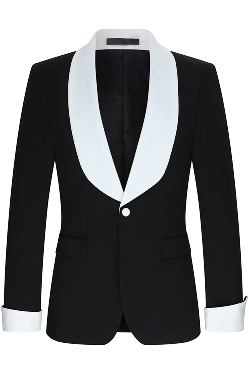 Black 2 Piece Shawl Lapel One Button Men's Suits