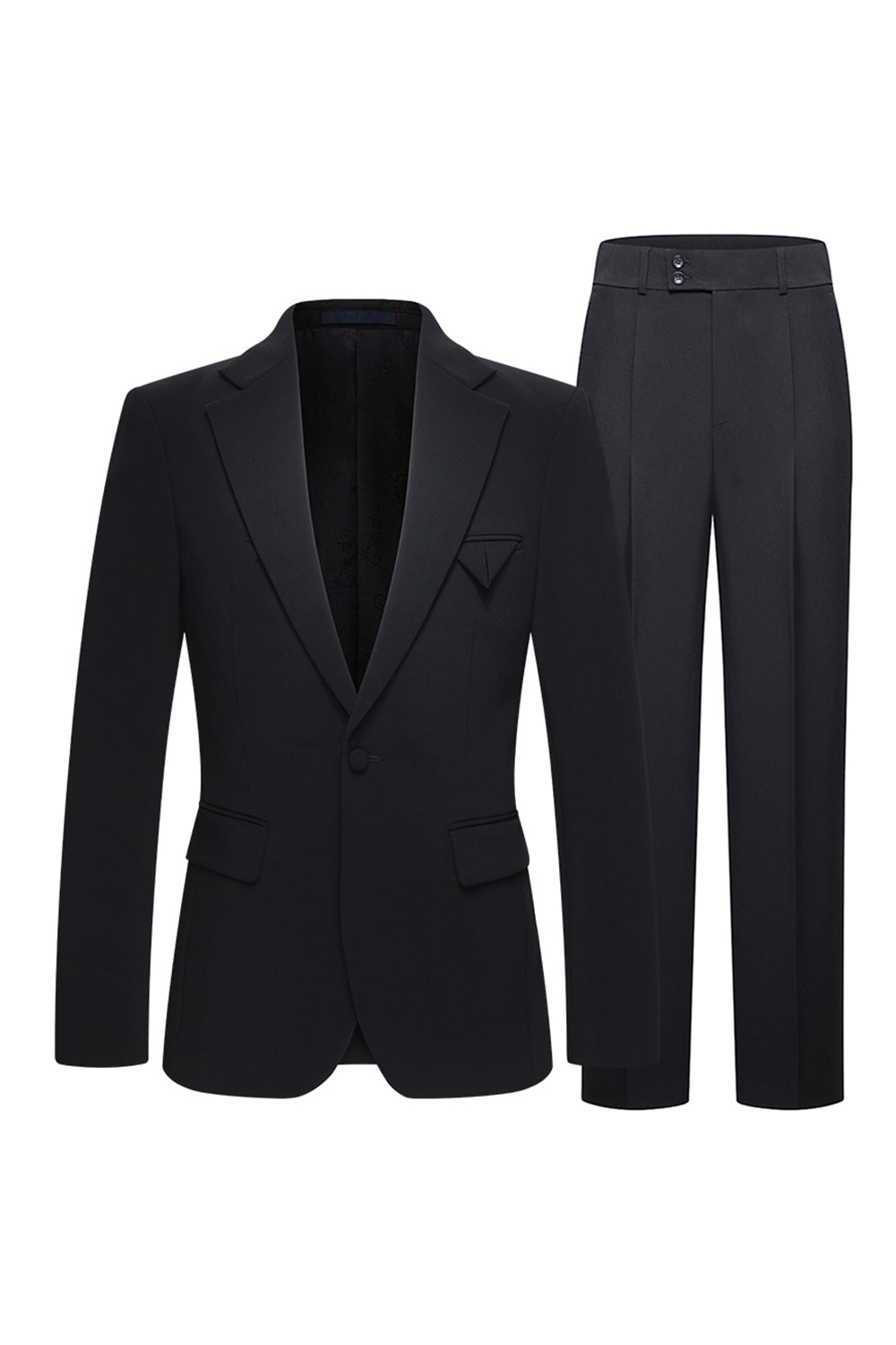 Notched Lapel Black 2 Piece Men's Business Suits