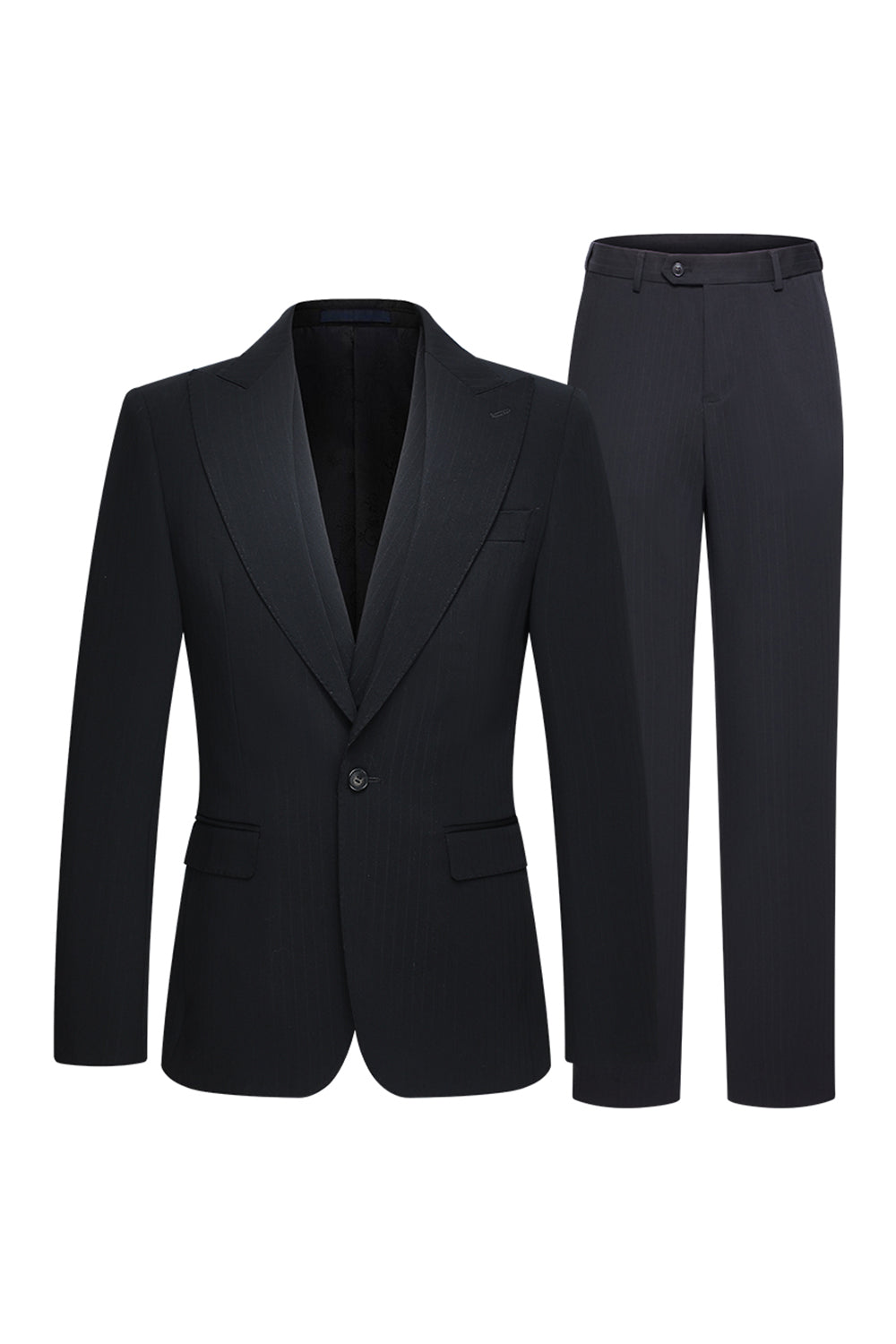 Peak Lapel 3 Piece One Button Slim Fit Black Men's Wedding Suits