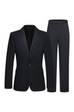 Peak Lapel 3 Piece One Button Slim Fit Black Men's Wedding Suits
