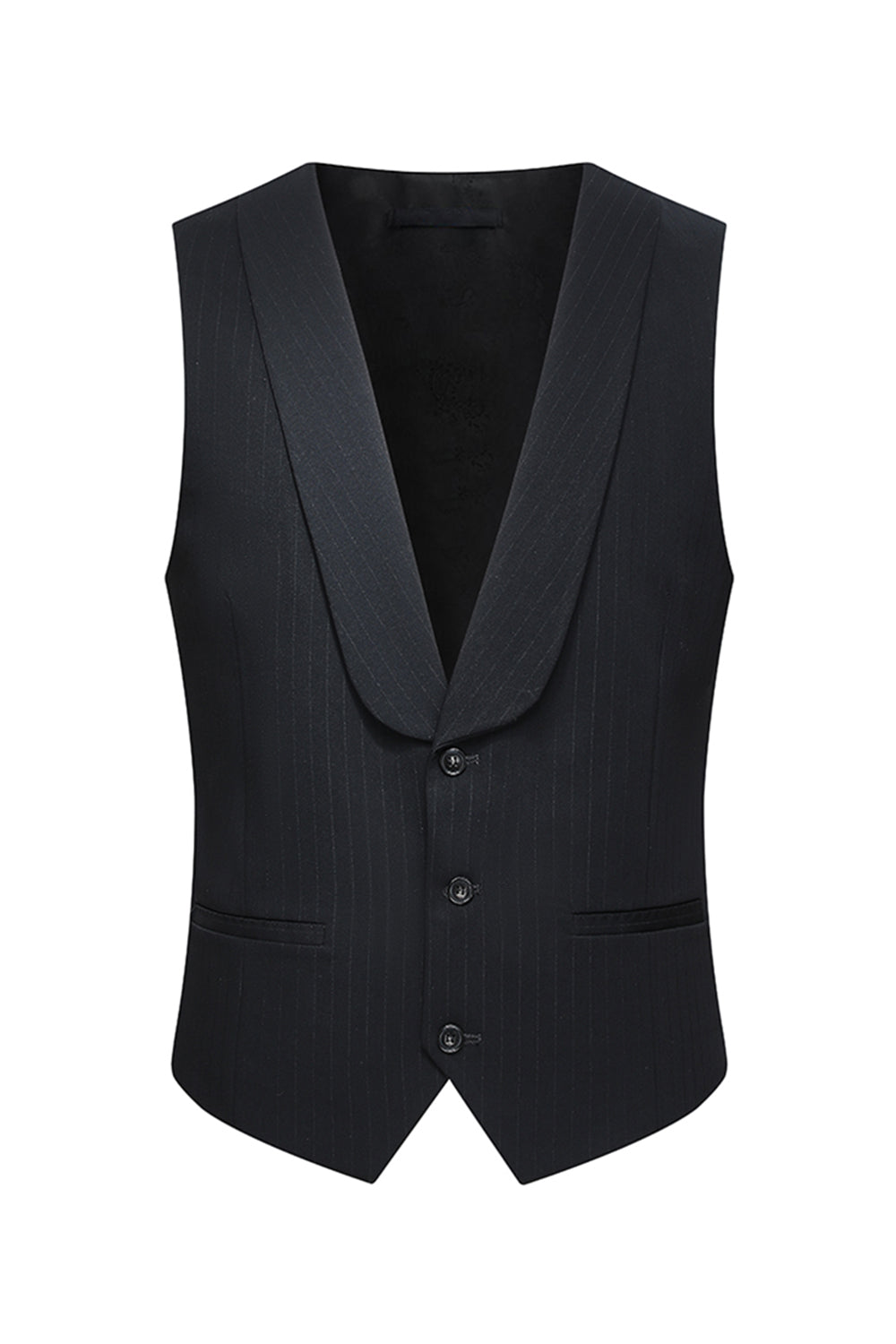 Peak Lapel 3 Piece One Button Slim Fit Black Men's Wedding Suits