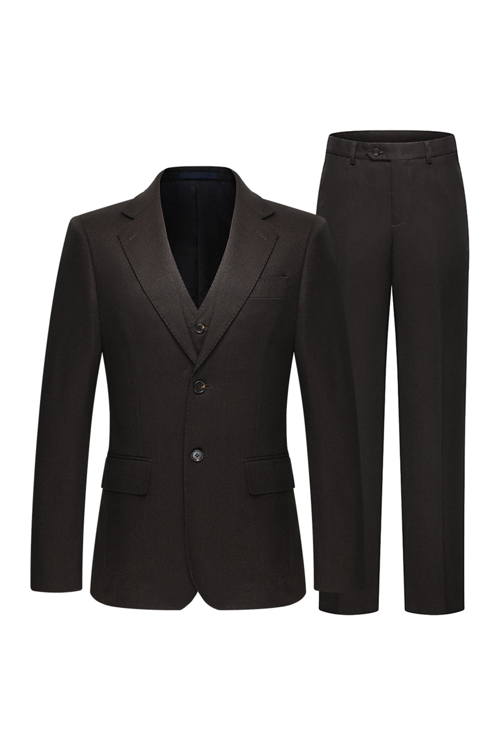 Coffee 3 Piece Single Breasted Notched Lapel Men's Business Suits